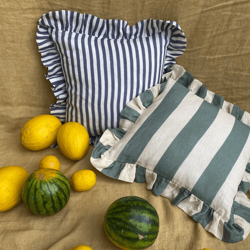 Extra Wide Stripe Cushion Cover, 45 x 45 cm, Sea Green
