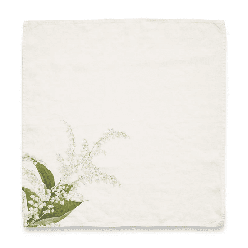 Lilly of the Valley 'Muguet' Linen Napkin, 50 x 50cm, White