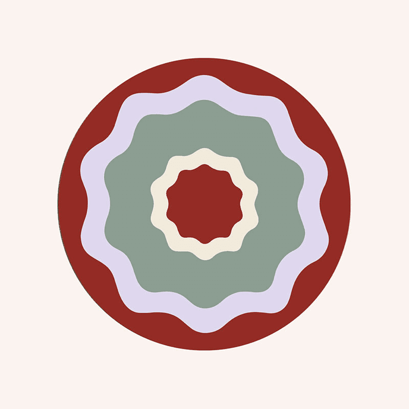 Rhubarb Ripple Set of 6 Coasters, D10cm, Multi