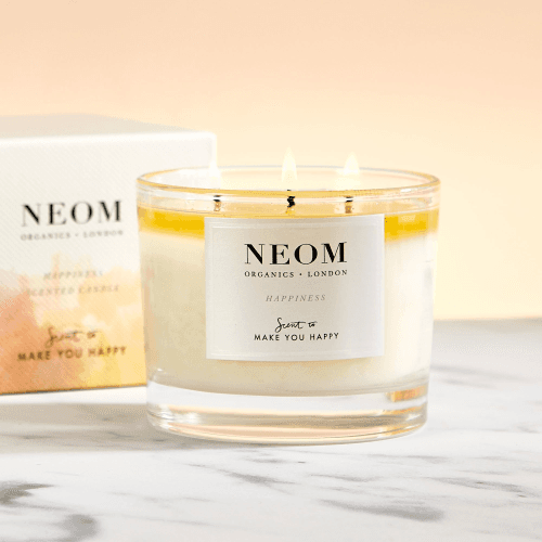 Image showing the Scent to Make You Happy 3 wick scented candle, White product.