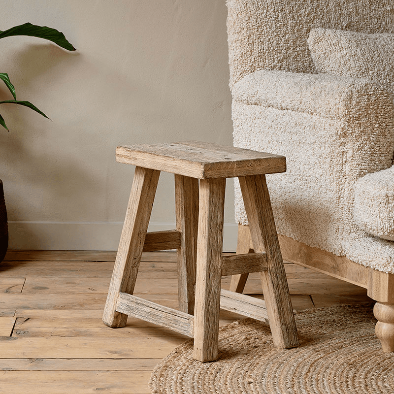 Ibo Reclaimed Wood Low Stool, Natural