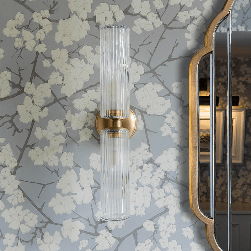 Claremont  Flutted Glass Wall Light, H40cm, Antique Brass