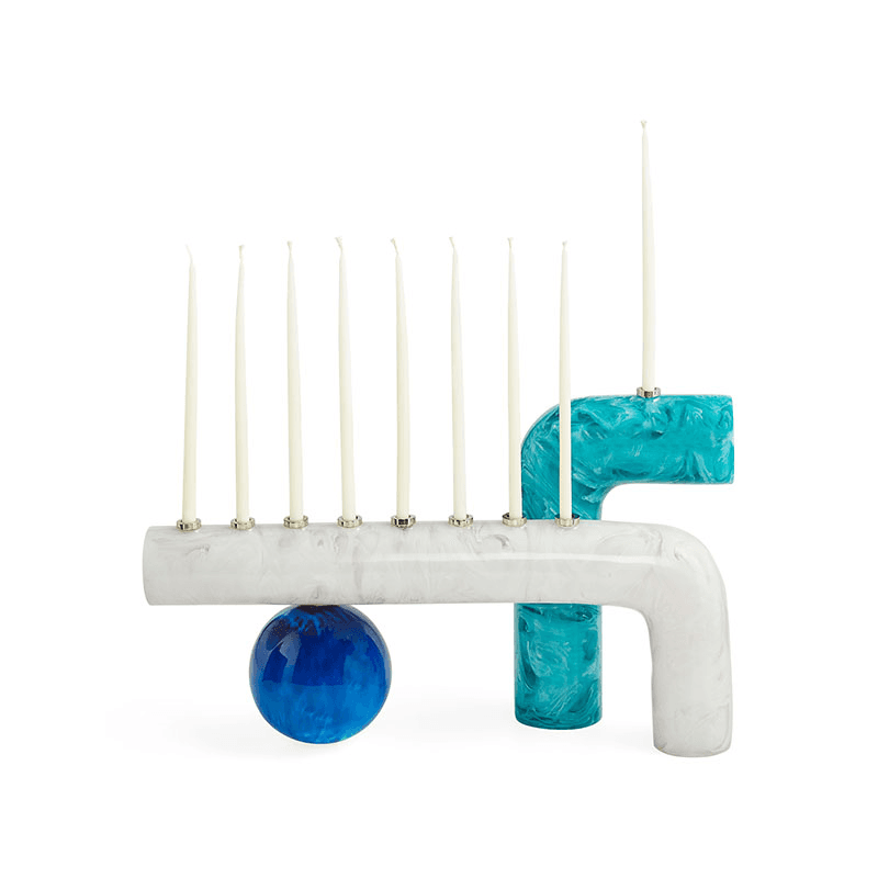 Mustique Menorah, 37cm, Blue