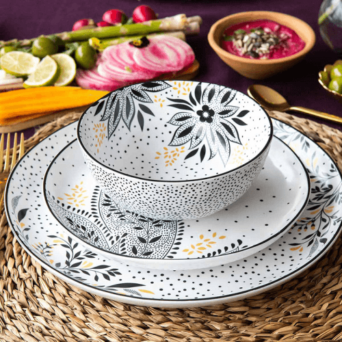 Image showing the Artisanne Noir 12 Piece Dinnerware Set, Monochrome product.