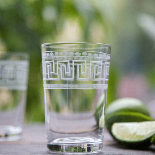 Image showing the Greek Key Set of 6 Crystal Tumblers, 260ml, Clear product.