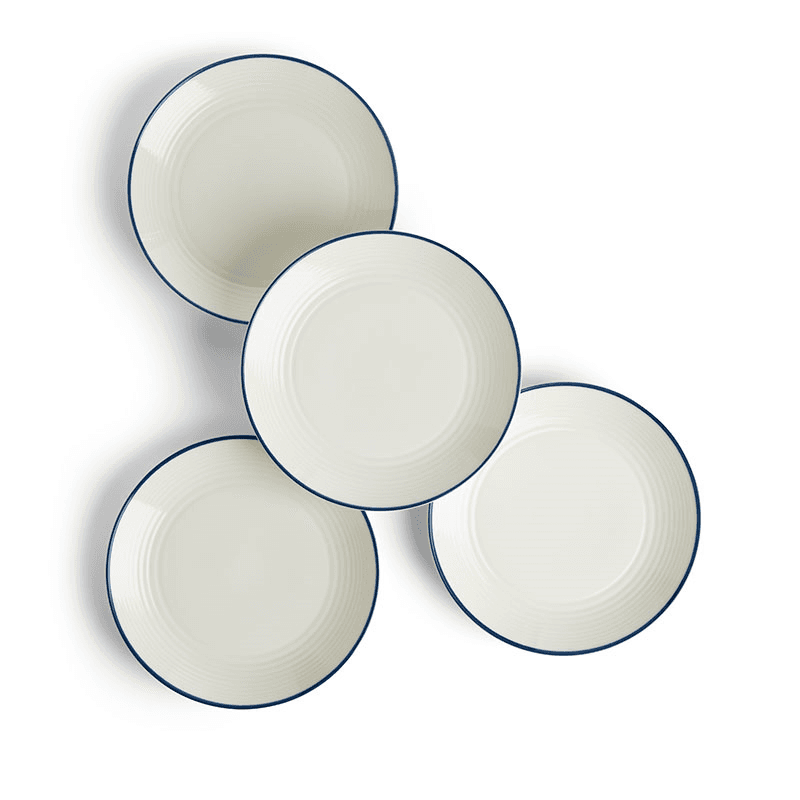 Gordon Ramsay Maze Denim Line Set of 4 Plates, D22cm, White