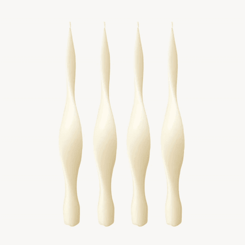 Image showing the Ribbon Set of 4 Dinner Candles, H30cm, Ivory product.