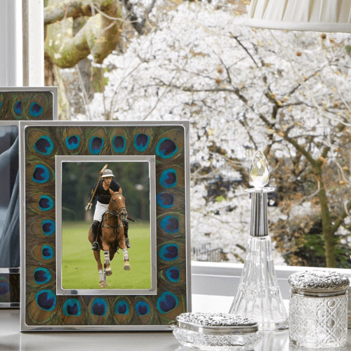 Image showing the Feather and Glass Photo Frame, 5x7", Peacock product.