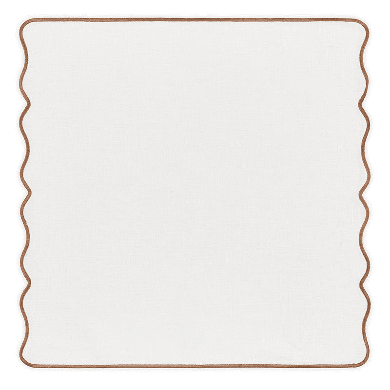 Scalloped Linen Dinner Napkin, Dusty Rosewood, 50cm, Dusty Rosewood