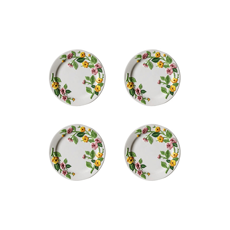 Rae Rose Set of 4 Side Plates, D22cm, Green