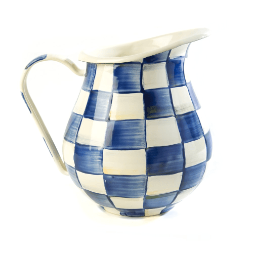Image showing the Royal Check Pitcher, 3.4L, Blue & White product.