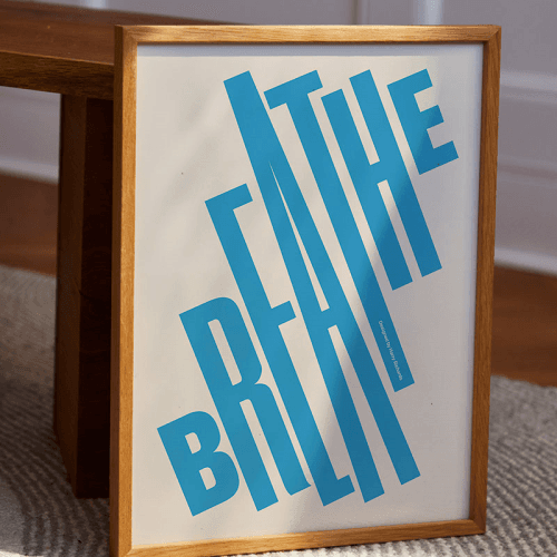 Image showing the Breathe Framed Print, 30 x 40cm, Blue product.