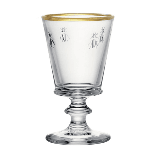 Image showing the Bee Set of 4 Wine Glasses, 240ml, Clear with Gold Rim product.