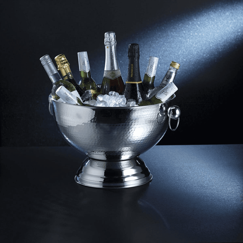 Champagne Bowl, 37 x 25cm, Hammered Stainless Steel