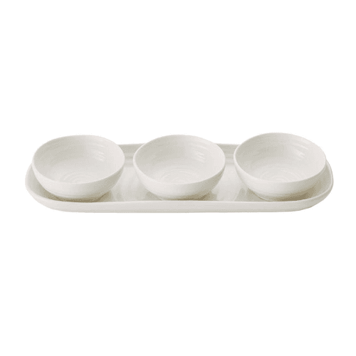 Image showing the 3 bowl & tray set, White product.