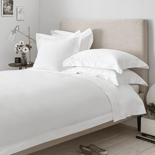 Image showing the Symons Double Row Cord - 1000 Thread Count Egyptian Cotton Sateen Oxford pillowcase, 50 x 75cm, White With Border product.