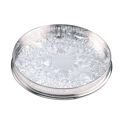 Image showing the Round embossed gallery tray, 11", Silver Plate product.