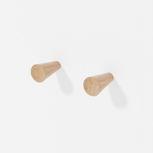 Image showing the Slimline Pair of Wall Hooks, Oak product.