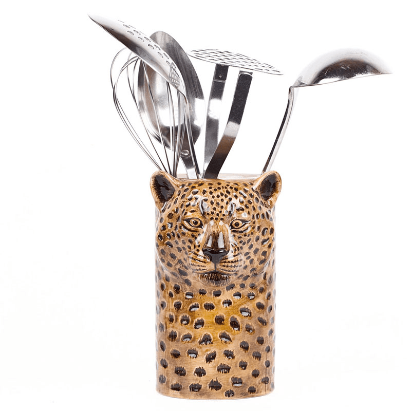 Leopard Utensil Pot, H18cm, Yellow