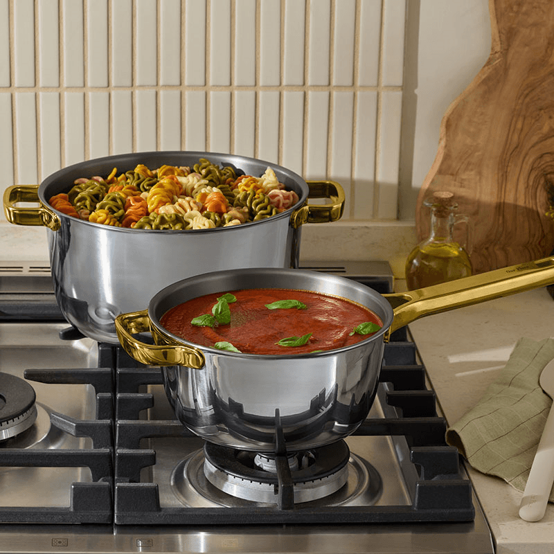 Titanium Pro Cookware Set, Chrome & Gold