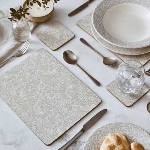 Image showing the Pure Morris Set of 6 Placemats, L30.5 x W23cm, Strawberry Thief product.