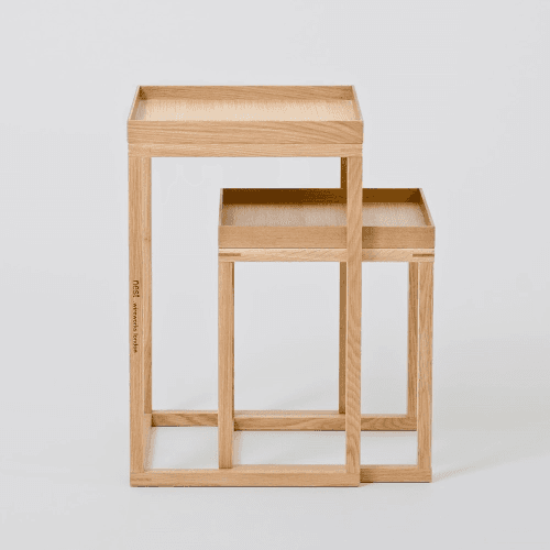 Image showing the Pair of nest tables, H58.5 x W36 x D36cm, Oak product.