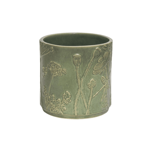 Image showing the Kew Botanical Retreat Stoneware Meadow Planter, D24cm, Green product.