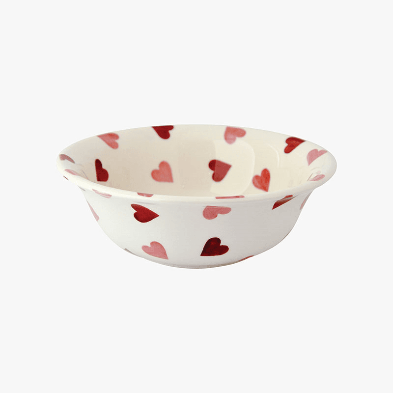 Pink Hearts Cereal Bowl, D16.5cm, Cream