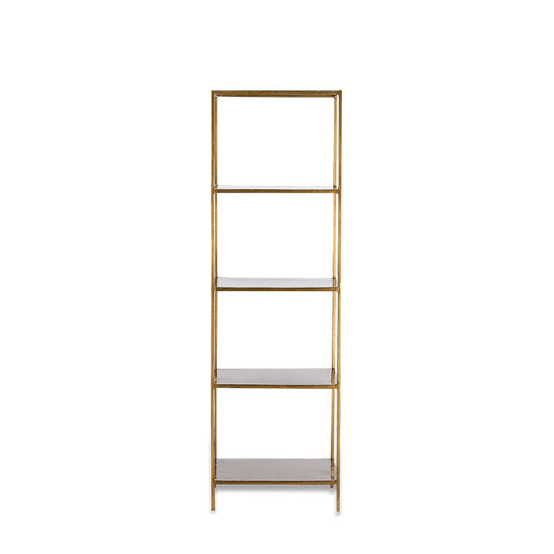 Mahi Shelving Unit, H170cm x W46cm, Antique Brass