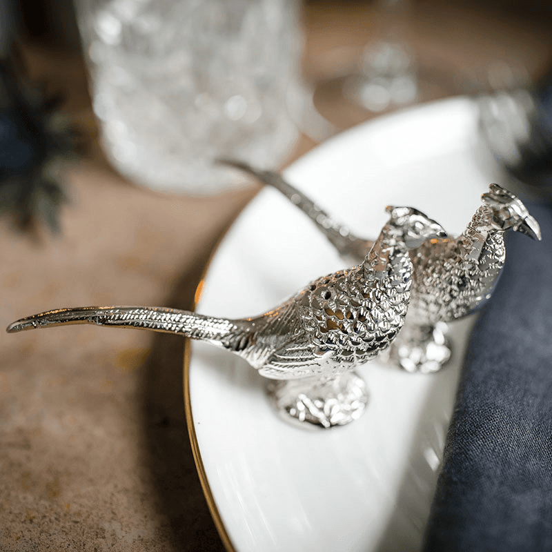 Pheasant Salt and Pepper Set, D11 x H6cm, Silver