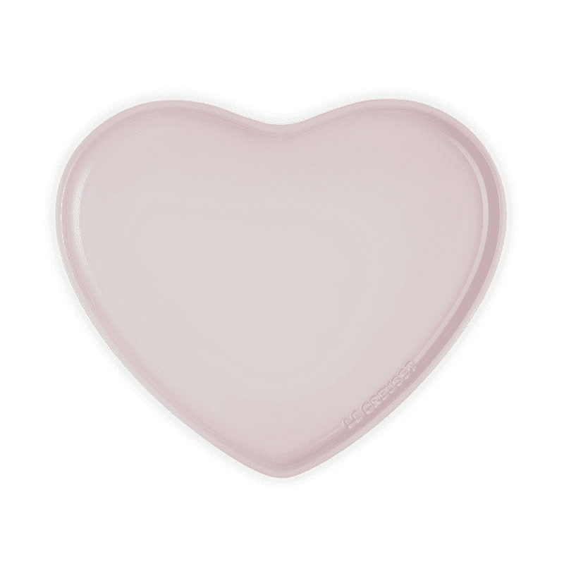 Stoneware Heart Serving Platter, 32cm, Shell Pink