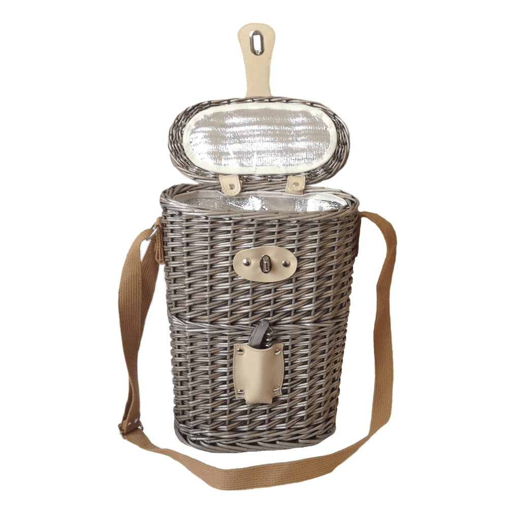 Insulated Carry basket - 2 Bottle, 26 x 15 x 37cm, Brown