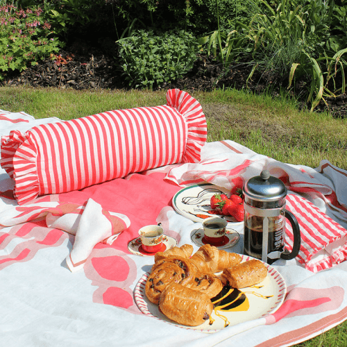 Image showing the Stripe Bolster Cushion Cover, 50 x 20cm, Cherry Red product.