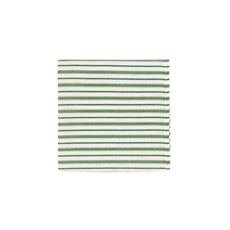 Victoria Striped Linen Napkin, 50cm, Fir Green