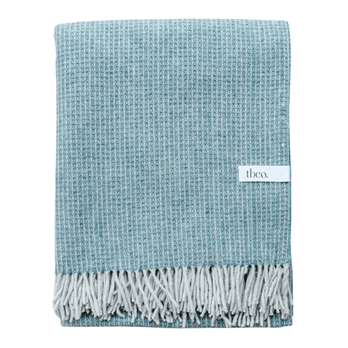 Image showing the Recycled Wool Blanket, 145 x 190cm, Sage Waffle product.