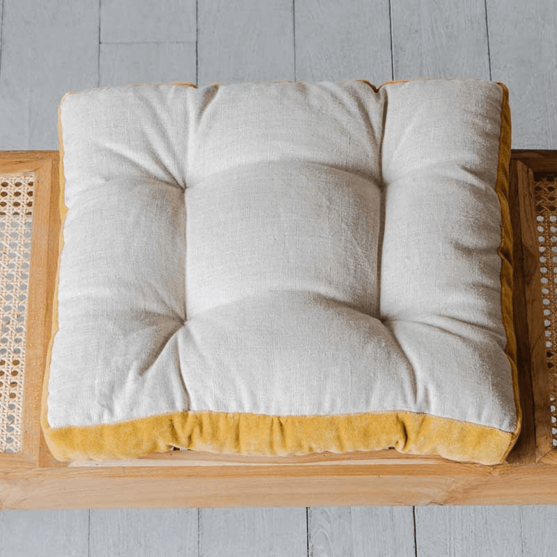 Cushioned Seat Pad, L40 x W40cm, Natural and Yellow