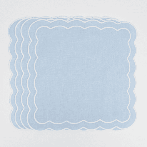 Image showing the Bella Set of 4 Napkins, L40 x W40cm, Blue &  White product.