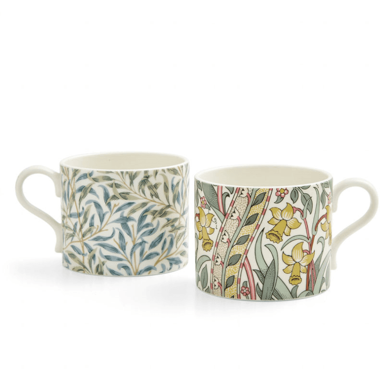 Morris & Co Set of 2 Mugs, 340ml, Green/Blue