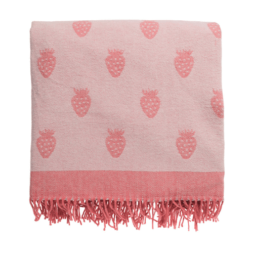 Image showing the Strawberries Picnic Blanket, 145cm, Pink/Black product.
