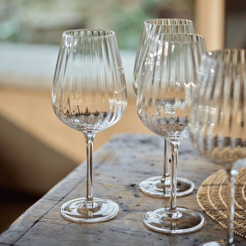 Image showing the Ribbed Set of 4 Ribbed White Wine Glasses, H24cm, Clear product.