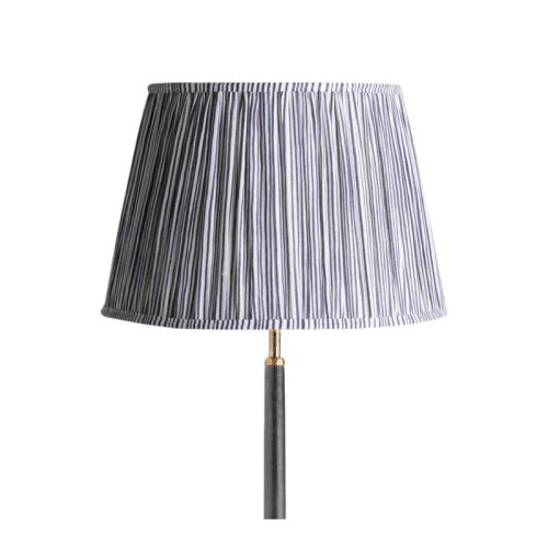 Image showing the Straight empire Shade, 35cm, navy candy stripe block printed cotton product.