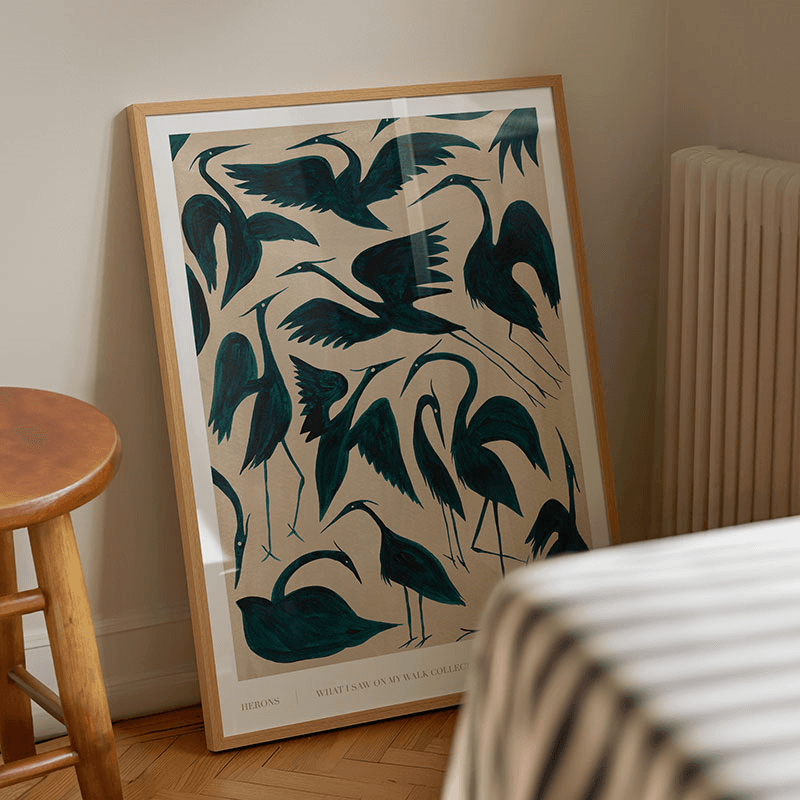 Herons Recylced Paper Print, A3, Teal