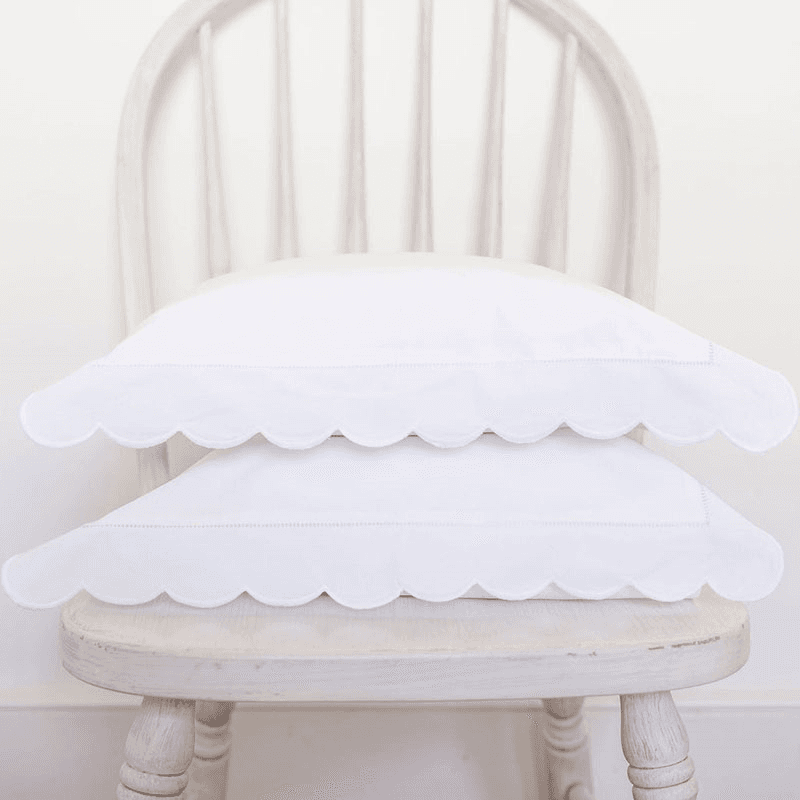 Scallop Super King Pillowcase, White
