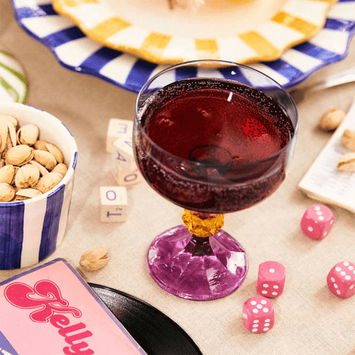 Image showing the Bliss Set of 2 Cocktail Glasses, Blue & Purple product.