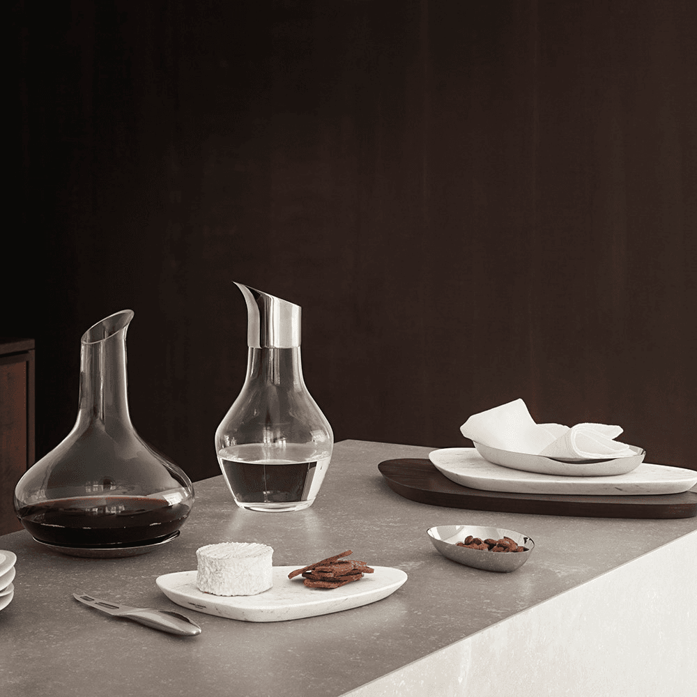 Sky Wine carafe and coaster, 23cm, Glass And Stainless Steel