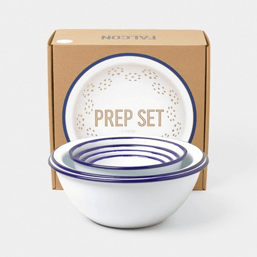 Image showing the Enamel 6 Piece Prep Set, White With Blue Rim product.