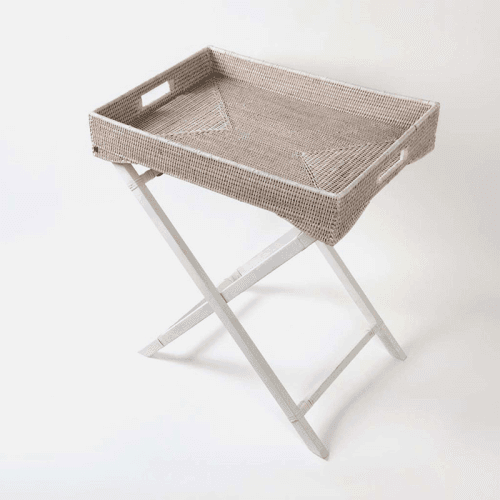 Image showing the Savoy Rattan Butlers Tray, 65 x 40 x 75cm, White product.
