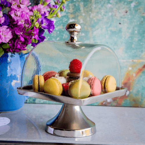 Image showing the Cake Plate with Glass Dome, L17 x W17 x H24cm, Nickel product.