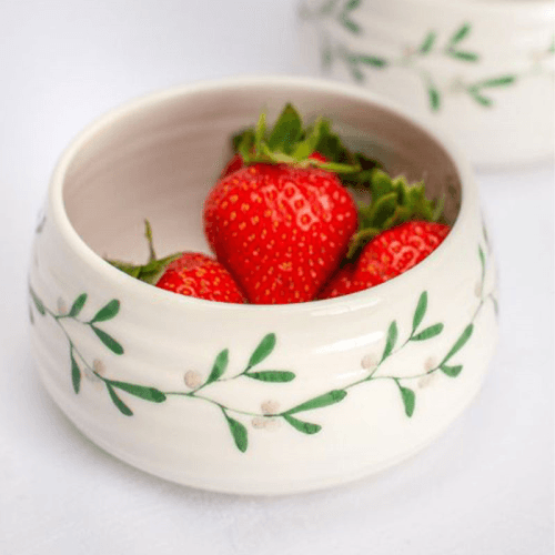 Image showing the Mistletoe Set of 4 Small Serving Dish, D12cm, White/Green product.
