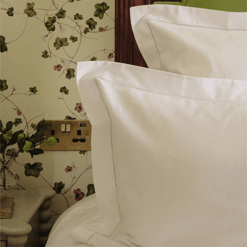 Image showing the Porto Hemstitch Pair of Oxford Pillowcases, Standard, Straw product.
